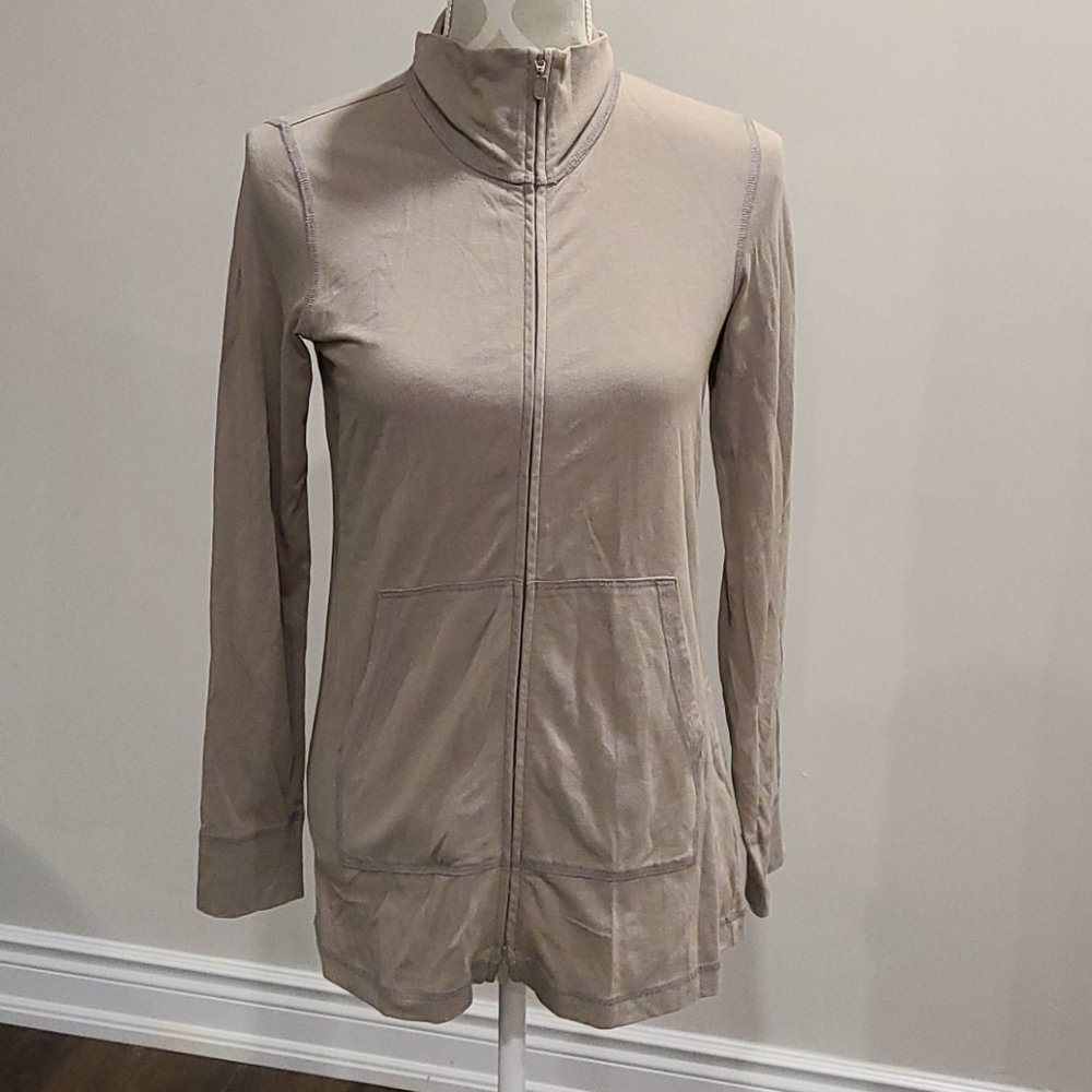 Eileen Fisher taupe zip up jacket
